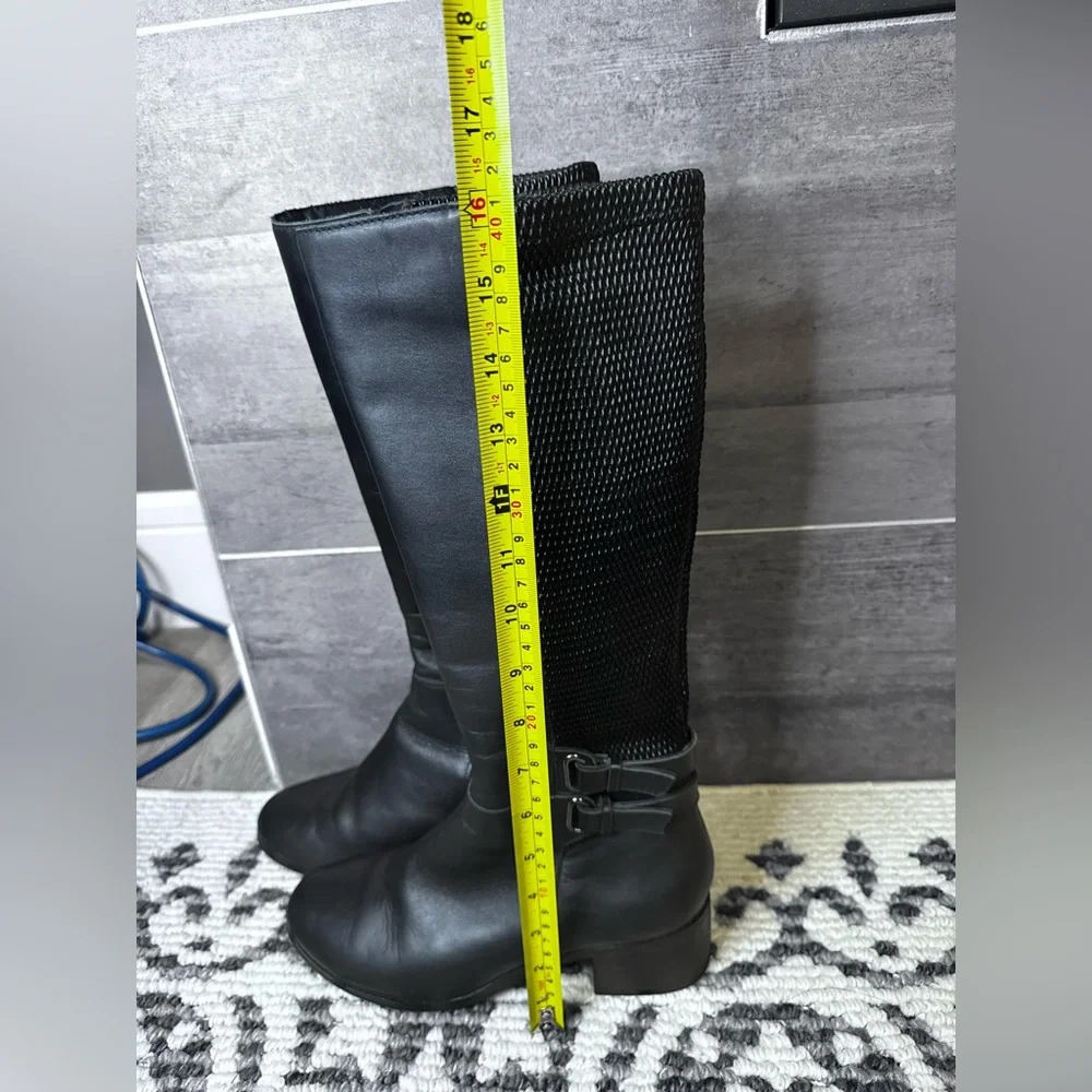 Blondo Black Over-the-Knee Leather Boots with Buckle Trim - Picture 5 of 11